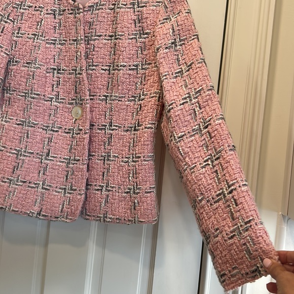 COLLECTION Harve Benard Boucle Pink Plaid Blazer for Work or Casual sz.4 - Picture 7 of 9